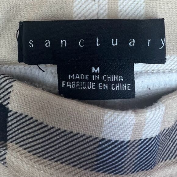 Sanctuary Pull On Leggings Plaid Pants Tan/Black/White  Size Medium - Picture 5 of 8